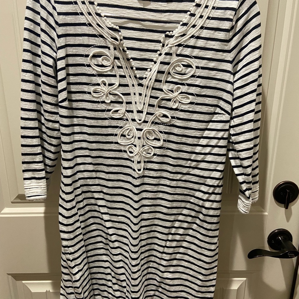 Boden Black and White Midi Dress with Raglan Sleeves